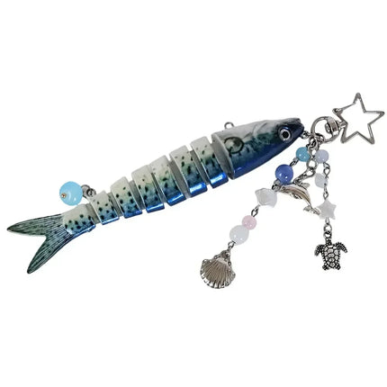 New Plastic Fish Keychain Multi Jointed Simulation Fish Hook Key Chain Backpack Pendant Gifts
