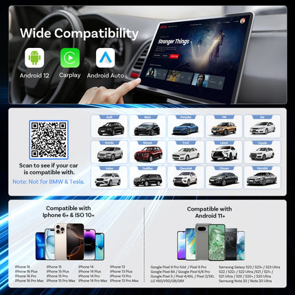 OTTOCAST Play2Video Ultra 3 In 1 Ai Box Wireless CarPlay Android Auto Adapter Built-in APP Hub for Youtube Netflix IPTV Tiktok