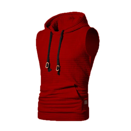 Fashionable New Men's Vest Hooded Sleeveless Solid Color Casual Slimming Smooths Your Silhouette Tank Top Three Colors