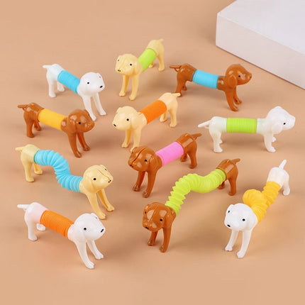 12/24pcs Stretchable Pop Tube Dog Toy Sensory Squeeze Pet Toys Kids Birthday Party Favors Goodie Pinata Filler Classroom Prizes
