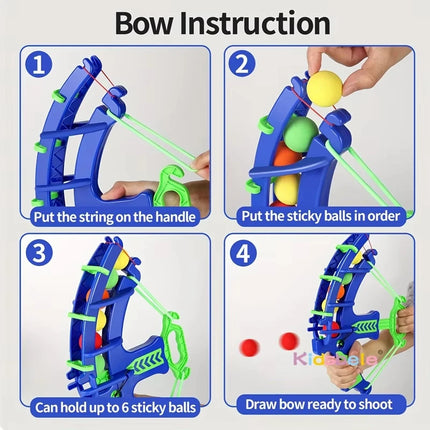 Slingshot Target Sticky Ball Bow Target Montessori Educational Toy Arrow Set Throw Sport Outdoor Fidget Game
