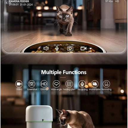 1080P HD Camera Automatic Cat Feeder with 5GWiFi Tuya Pet Cat Smart Food Kibble Dispenser Auto Feeder For Cats Dog Accessories