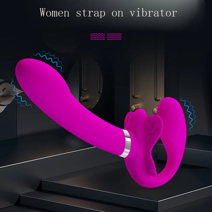 Strapless Strap-on Double-heads Vibrators Dildo for Women Vibrating Penis Lesbian Erotic Toys for Adult Sex Toys for Couples 18