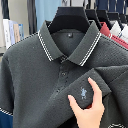 100% cotton summer new brand embroidered Paul high-quality POLO shirt high-end men's comfortable lightweight T-shirt short top