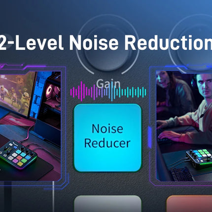 MAONO G1 NEO Gaming Audio Mixer Custom Sound Effects RGB Streaming with XLR Microphone Audio Interface for Game Voice Podcast