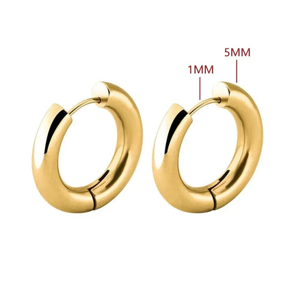 2pc Stainless Steel Small Hoop Earrings Punk Hip Hop Circle Round Huggie Hoop Earrings for Women Men Ear Ring Ear Bone Buckle