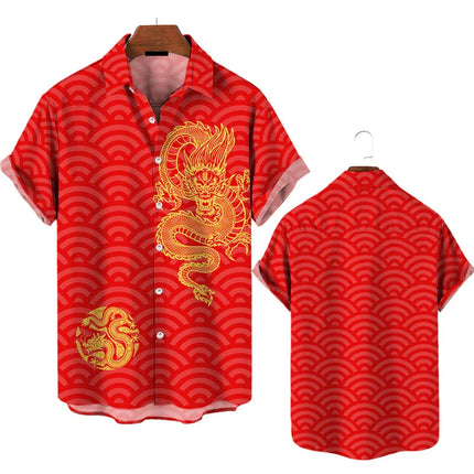 3d Printed 2025 Chinese Dragon Shirt Men Women Fashion Summer Hawaiian Shirt Fashion Top Loose Short Sleeves Blouse Clothing