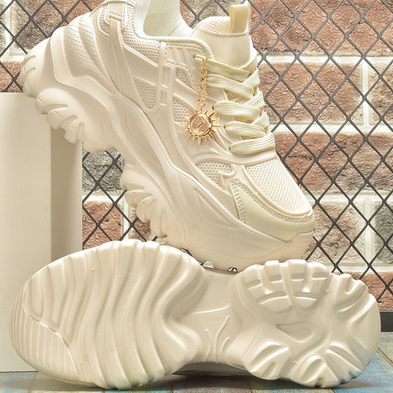 Women's four seasons fashion casual non-slip platform booster sports shoes women's high water platform pure white high heels