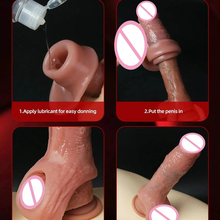 Penis Sleeve Food Grade Silicone Penis Extender Delay Ejaculation Adult Sex Toy Couples Pleasure Reusable Condom Cock Dick Ring