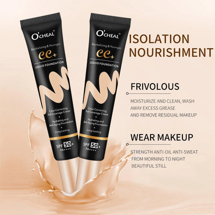 BB Cream SPF50 PA Plus Face Waterproof Foundation Long Lasting Brightening Primer Sunscreen Makeup Base Woman Makeup Cosmetics