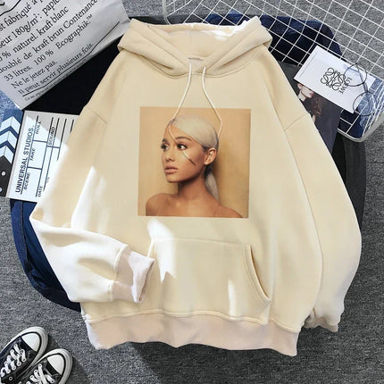 Ariana Grande Casual Drawstring Kangaroo Pocket Hoodies Sweatshirt Women's Clothing Clothing Winter Clothes Women