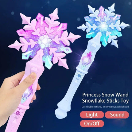 Princess Snow Wand Toy Snowflake Light Sound Kids Cosplay Fairy Girls Glowing Wands Christmas Halloween Children Toys