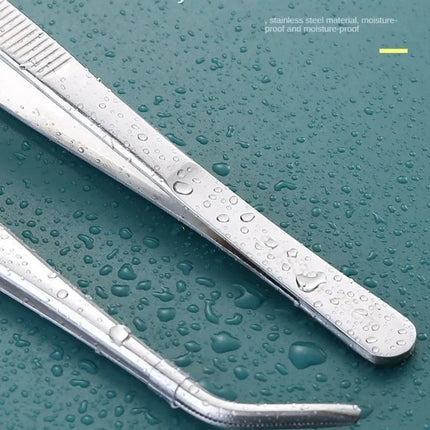 Stainless Multifuctional Steel Elbow Tweezers Aquarium Clip Long Tongs Medical Tweezers Forceps Pet Feeding Tools Non-slip