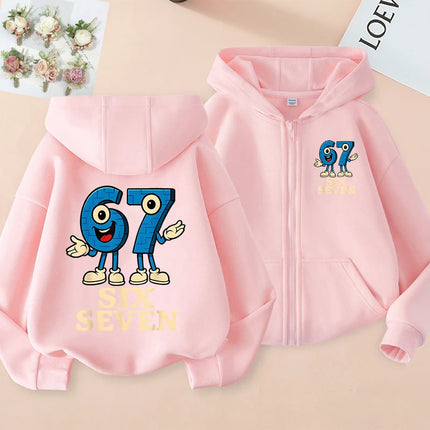 Hot Six Seven Children's Zip Up Hoodies Funny 67 Brainrot Zipper Hoody Clothes Kid Girl Boy Baby Casual Fashion Tops Sweatshirts