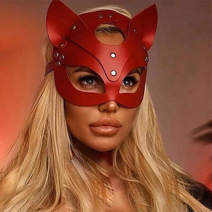 Sexy Women Leather Mask Gothic Cosplay Masquerade Ball Half Face Cat Mask Bdsm Sex Games Toy Party Fancy Masks Accessories
