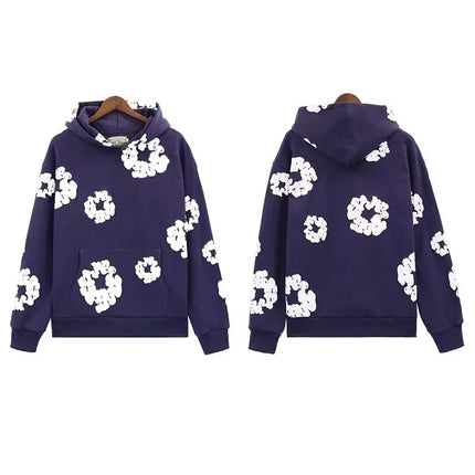 DENIM TEARSTHoodie Cross border European and American Hot selling Cotton Foam Printed Tears Hoodie Men's and Women's Hoodies