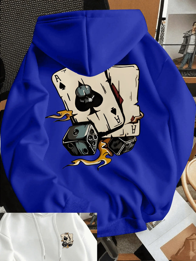 2026 new trendy fashion hooded sweatshirt with poker card pattern print for men stylish sportswear shirt hoodies streetwear