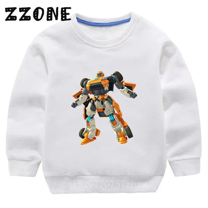 Kids Sweatshirts Tobot Evolution Transformer Robot Car Print Funny Children Hoodies Casual Baby Pullover Tops Girls Boys Clothes