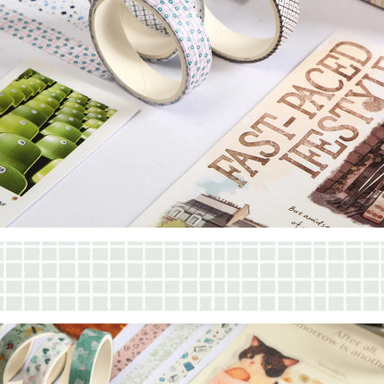 MINKYS 5pcs/set Basic Grid Star Decorative Tape Cute Cartoon Creative Washi Tape School Stationery