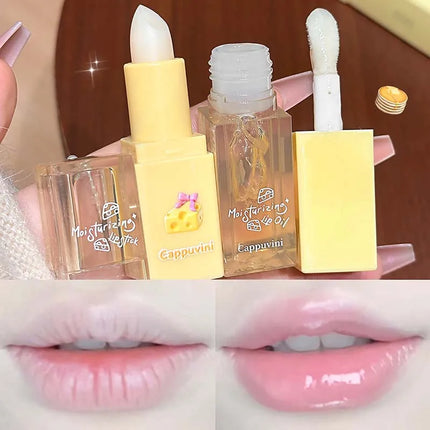2Pcs Moisturizing Lip Balm & Lip Oil Set Deep Hydration Lip Care Kit Reduces Lip Lines Plumps Lips for Soft And Smooth Pout