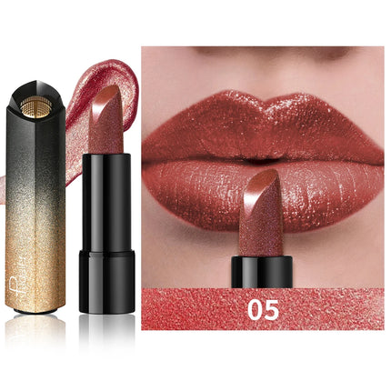 Metallic Shimmer Lipstick, Pearly Glitter Shine, Creamy Smooth Texture, High Pigment Party Makeup