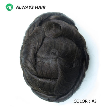 0.12-0.14mm PU Men Toupee Full Thickness Skin Indian Human Hair Men's Capillary Prothesis 130% Density Wig Man