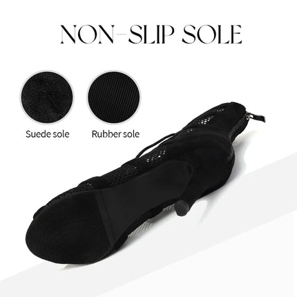 DKZSYIM Dance Boots Latin Women Ballroom Dance Shoes Ladies Girls Soft Soles Tango/Salsa Dance Shoes Sexy Thin Heel 7cm-11cm