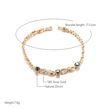 Kinel Fashion Ethnic Bride Bracelet For Women Luxury 585 Rose Gold Natural Zircon Bracelets Vintage Wedding Fine Daily Jewelry