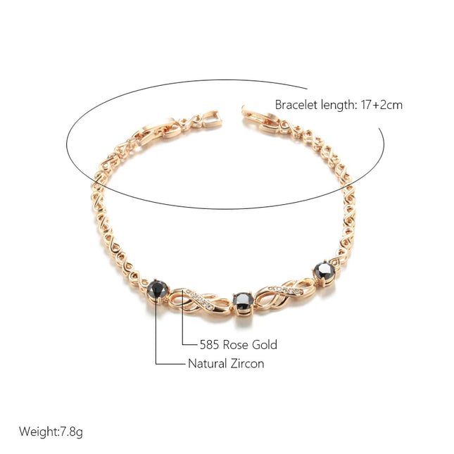 Kinel Fashion Ethnic Bride Bracelet For Women Luxury 585 Rose Gold Natural Zircon Bracelets Vintage Wedding Fine Daily Jewelry