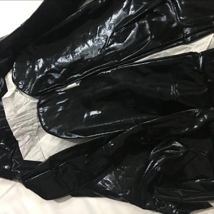 Plus Size Faux Leather Exotic Sexy Lingerie Female Bodysuit Zipper Open Crotch Jumpsuit Clubwear DS Crotchless Latex Catsuit