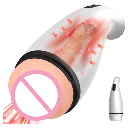 Male Masturbator Automatic Vibration Vagina Blowjob Machine Soft Pussy Penis Pump Masturbation Cup Sex Toys for Men Sex Machine