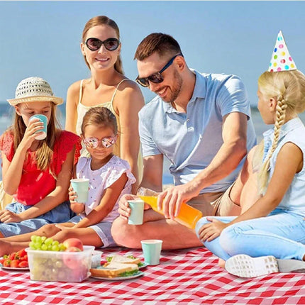 Picnic Blanket Beach Mat Washable Lightweight with Handle Red Checkered for Hiking Travelling Outdoor Camping Parks