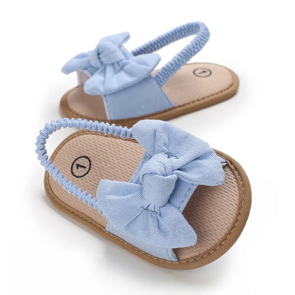 0-18 months cute baby shoes summer small fresh blue bow princess shoes sandals soft and comfortable soles slip walking shoes