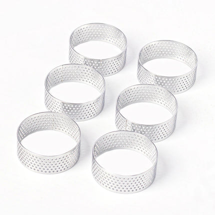 Tart Ring Set, 3-12Pcs Perforated Stainless Steel, Food Grade Nonstick Reusable EasyClean, Cake Rings Pastry Molds, Baking Tools