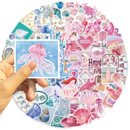 10/50/100pcs Pink Sea Blue Ocean Coast Graffiti Stickers Decals for DIY Notebook Scrapbooking Laptop Pad Phone Suitcase