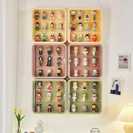 3-layer blind box storage display rack, transparent wall mounted cabinet, handmade doll frame, plush toy, Bubble Mart display bo