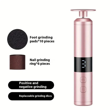 USB charging foot grinder, electric 2-in-1 foot grinder and nail grinder, foot and hand care, multifunctional foot beauty device