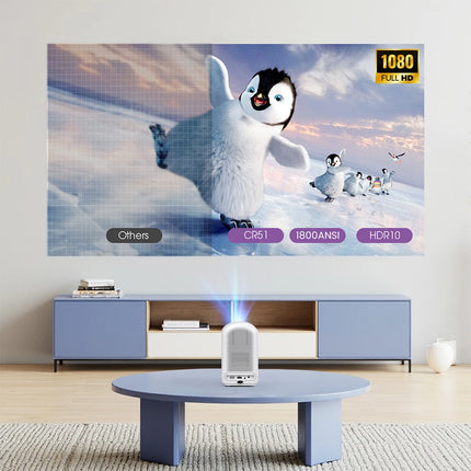 Touyinger ET35 1800ANSI Full HD Smart TV Projector with Autofocus, Wi-Fi, and Bluetooth for Home Theater Use