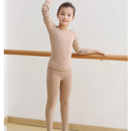 Autumn and winter velvet thickening children's dance clothes girls bottoming clothes skin color warm clothes tights flesh color