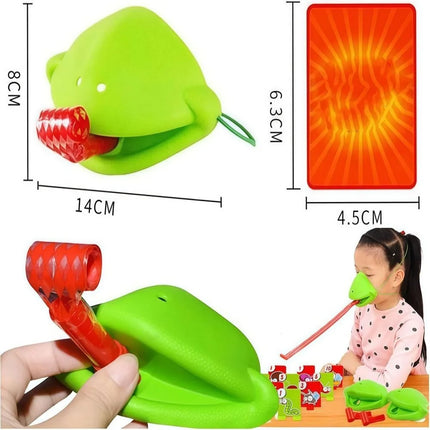 Funny Frog Mask Wagging Tongue Games Two/Four People Parent-child Interaction Frog Mask with Blow Tongue with Cards Desktop Game