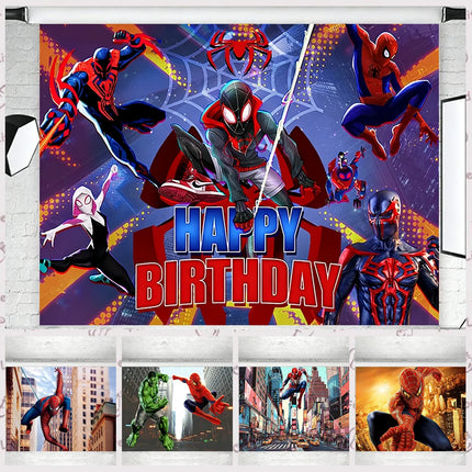 Superhero Themed Customized Boys Birthday Outdoor Party Decoration Banner ProvidedP Portrait Photography Background Studio Props