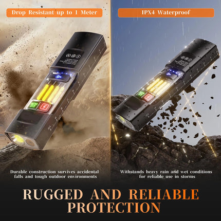 Triple Light Source EDC Flashlight Red Beam Night Vision 680 Lumens Max Stepless Dimming Magnetic Base USB Charging