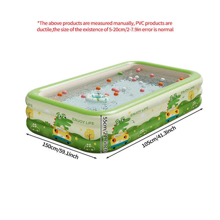 Inflatable Swimming Pool Set Portable Rectangular PVC Pool with Pump Balls and Pool Floats for Backyard Summer Water Fun