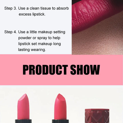3PCS Matte Velvet Lipstick Set Waterproof Long Lasting Non Fade Moisturizing Lip Gloss Not Stick Cup