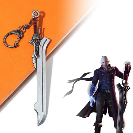 Game DMC Keychain Dante Sword Rebellion Awakening Keyring Nero Red Queen Keychains Weapon Pendant for Men Jewelry