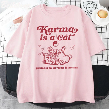 Karma Cat 2024 Taylor Midnight Album Short Sleeve T-Shirt for Women, Midnight Meeting Top