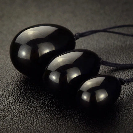 Black Obsidian Yoni Egg Natural Jade Massage Crystal Stone for Kegel Exercise Vaginal Muscle Massage Ben Wa Balls Massage Ball