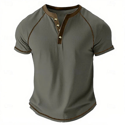 Retro Men's Button-Down T-Shirt Minimalist Print T-Shirt Loose-Fit Casual Summer Polo Shirt Stylish Streetwear Men's Top