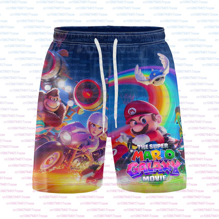 Super Mario Galaxy Cartoon 3D Print Mens Beach Shorts Summer Family Kid Breathable Casual Shorts Quick Drying Loose Shorts Pants