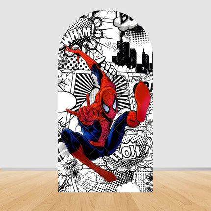Spider Man Arch Backdrop Cover Web Pattern Design For Boys Birthday Party Superhero Theme Photo Booth Background Decor Prop